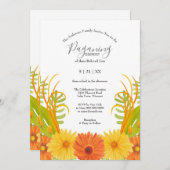 ブライトオレンジデイジー男の赤ちゃん異教式 招待状 (正面/裏面)