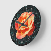 ブライトオレンジバラ ラウンド壁時計 (傾斜)