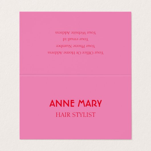 ブライトオレンジピンクモダンサロンはっきりした美容師 名刺 (外部フラット)