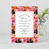 ブライトオレンジフローラ水カラー結婚式招待状 カード (スタンド正面)
