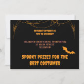 ブライトオレンジブラックモンスター顔ハローウィンパーティ 招待状 (裏面)