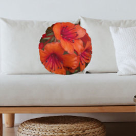 ブライトオレンジロードデンドロン開花フローラ ラウンドクッション