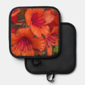 ブライトオレンジロードデンドロン開花フローラ 鍋敷き (正面/裏面)