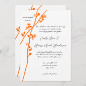 ブライトオレンジワイルドフラワーブランチ結婚ズ 招待状 (正面/裏面)