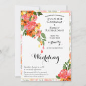 ブライトオレンジヴィンテージ水カラーフローラ招待状 招待状 (正面)