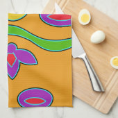 ブライトオレンジ抽象芸術 キッチンタオル (四つ折り)