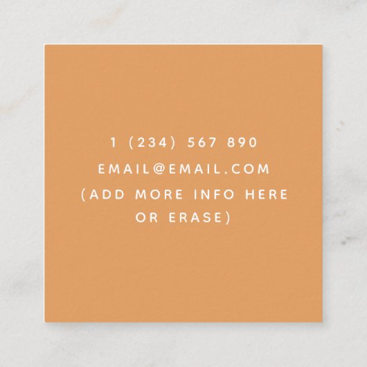 ブライトオレンジ栄養士ディティシアンオレンジシトラス スクエア名刺 (裏面)