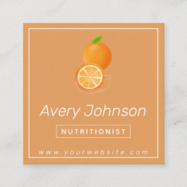ブライトオレンジ栄養士ディティシアンオレンジシトラス スクエア名刺