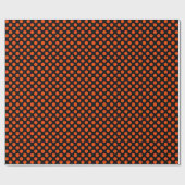 ブライトオレンジ水玉模様オンブラックラッピング紙 ラッピングペーパー (フラット)