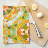 ブライトオレンジ鮮やかグリーンスターボーホマクシマリスト キッチンタオル (四つ折り)
