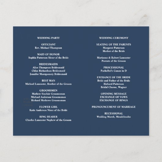 ブライトオーク |金ゴールド結婚のタイムラインとプログラムV1 (裏面)