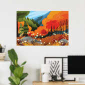 ブライトオータムランドスケープイラストレーション ポスター (ホームオフィス)