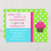 ブライトカップケーキ第1誕生日パーティの招待状 招待状 (正面/裏面)