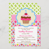 ブライトカップケーキ1st誕生日パーティの招待状 招待状 (正面/裏面)