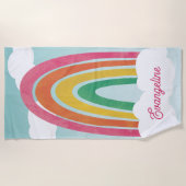 ブライトカラフルおもしろいレインボーネームビーチタオル ビーチタオル (正面)