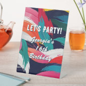 ブライトカラフルおもしろい16thバースデーパーティーへようこそ 台座サイン (インサイチュ)