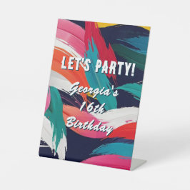 ブライトカラフルおもしろい16thバースデーパーティーへようこそ 台座サイン