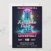 ブライトカラフルとカラオケテーマ任意の年齢誕生日 招待状 (正面)