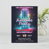 ブライトカラフルとカラオケテーマ任意の年齢誕生日 招待状 (スタンド正面)