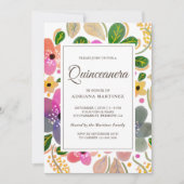 ブライトカラフルウォーター色フローラキンセアニェラ 招待状 (正面)