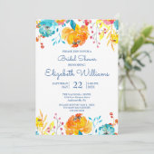 ブライトカラフルウォーター色フローラブライダルシャワー 招待状 (スタンド正面)