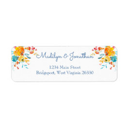 ブライトカラフルウォーター色フローラ差出人住所 ラベル