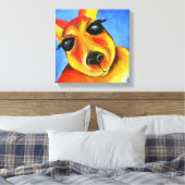 ブライトカラフルカンガルー動物顔アート キャンバスプリント (インサイチュ (寝室))