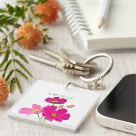 ブライトカラフルガーデンコスモス花カスタム咲き キーホルダー