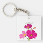 ブライトカラフルガーデンコスモス花カスタム咲き キーホルダー (正面)
