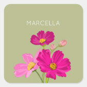 ブライトカラフルガーデンコスモス花カスタム咲き スクエアシール (正面)