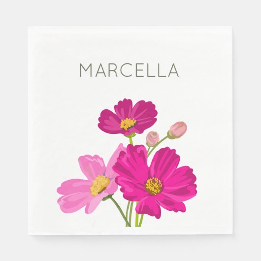 ブライトカラフルガーデンコスモス花カスタム咲き スタンダードランチョンナプキン (正面)