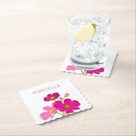 ブライトカラフルガーデンコスモス花カスタム咲き ペーパーコースター