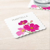 ブライトカラフルガーデンコスモス花カスタム咲き ペーパーコースター (アングル)