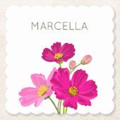 ブライトカラフルガーデンコスモス花カスタム咲き ペーパーコースター (正面)