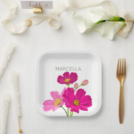 ブライトカラフルガーデンコスモス花カスタム咲き ペーパープレート