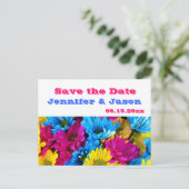 ブライトカラフルガーベラデイジーブーケ日付を保存 案内ポストカード (スタンド正面)