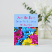 ブライトカラフルガーベラデイジーブーケ日付を保存 案内ポストカード (スタンド正面)