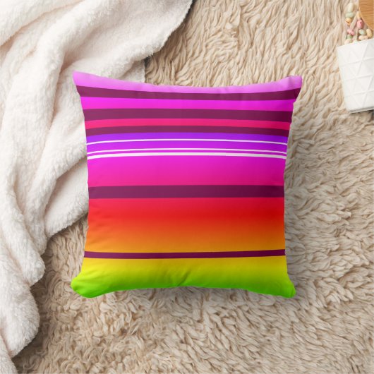 ブライトカラフルクリエイティブ ストライプの クッション (ブランケット)