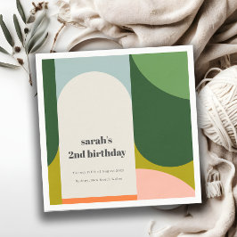 ブライトカラフルグルーヴィレトロアーチエイジ誕生日 スタンダードカクテルナプキン