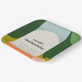 ブライトカラフルグルーヴィレトロアーチエイジ誕生日 ペーパープレート (傾斜あり)