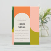 ブライトカラフルグルーヴィレトロアーチエイジ誕生日 招待状 (スタンド正面)