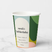 ブライトカラフルグルーヴィレトロアーチエイジ誕生日 紙コップ (裏面)