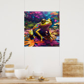 ブライトカラフルサイケデリックカエルの壁プリント ポスター (キッチン)