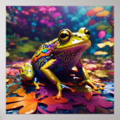 ブライトカラフルサイケデリックカエルの壁プリント ポスター (正面)