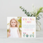 ブライトカラフルサボテン水彩誕生日パーティー サンキューカード (スタンド正面)