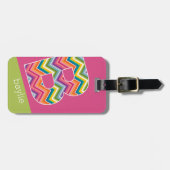 ブライトカラフルシェブロンパタカスタムーンB ラゲッジタグ (正面横)