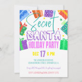 ブライトカラフルシークレットサンタギフト交換パーティー 招待状 (正面)