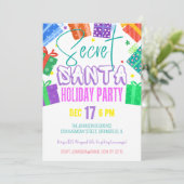 ブライトカラフルシークレットサンタギフト交換パーティー 招待状 (スタンド正面)