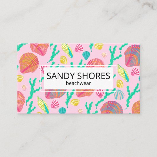ブライトカラフルシーシェルパターカスタムンつるラベル 名刺 (正面)