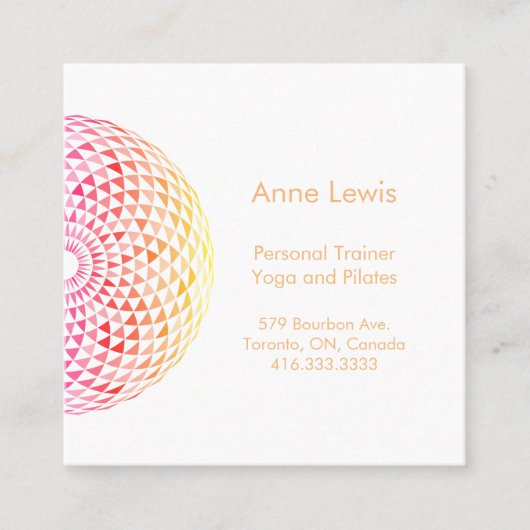 ブライトカラフルスクエアマンダラビジネスカード スクエア名刺 (正面)